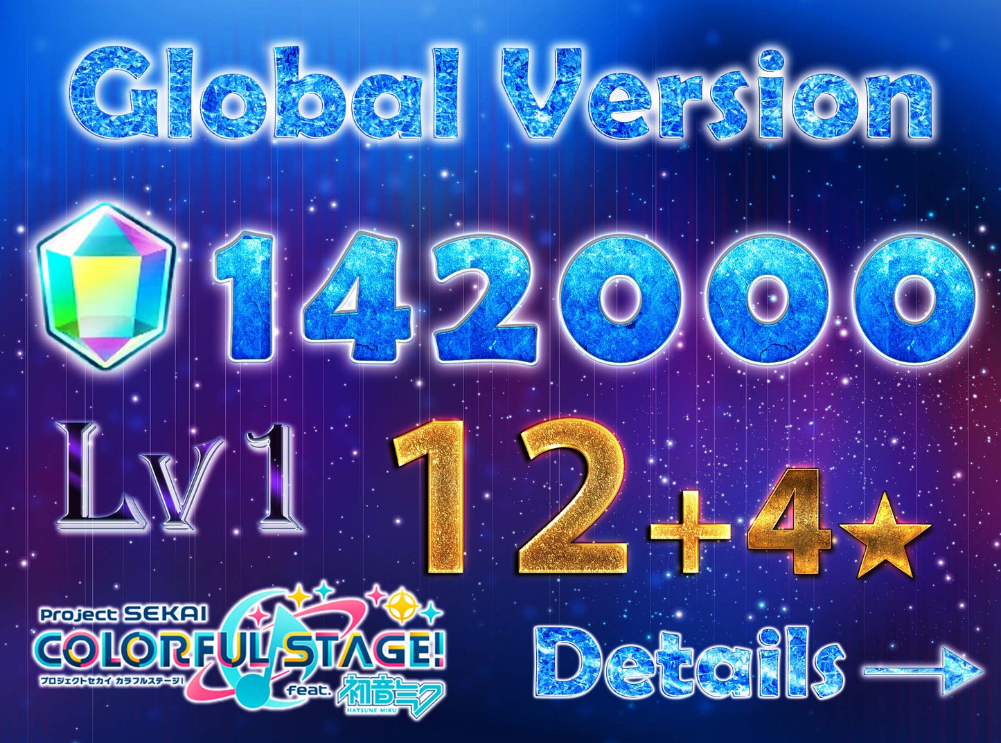 【5 x4⭐️Tks】Project Sekai EN💎142-144K Gems💎12-16 x 4⭐️ starter Rank 1【INSTANT SEND】