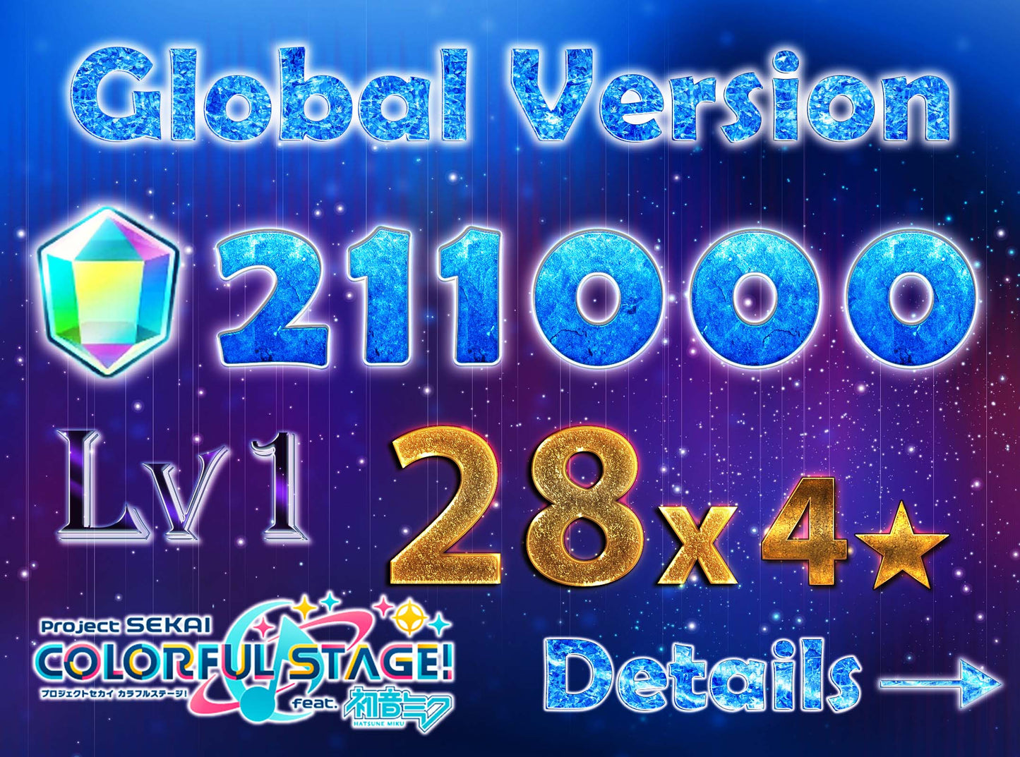 Project Sekai EN💎211,000+ Gems💎28 x4⭐️ starter Rank 1【INSTANT SEND】