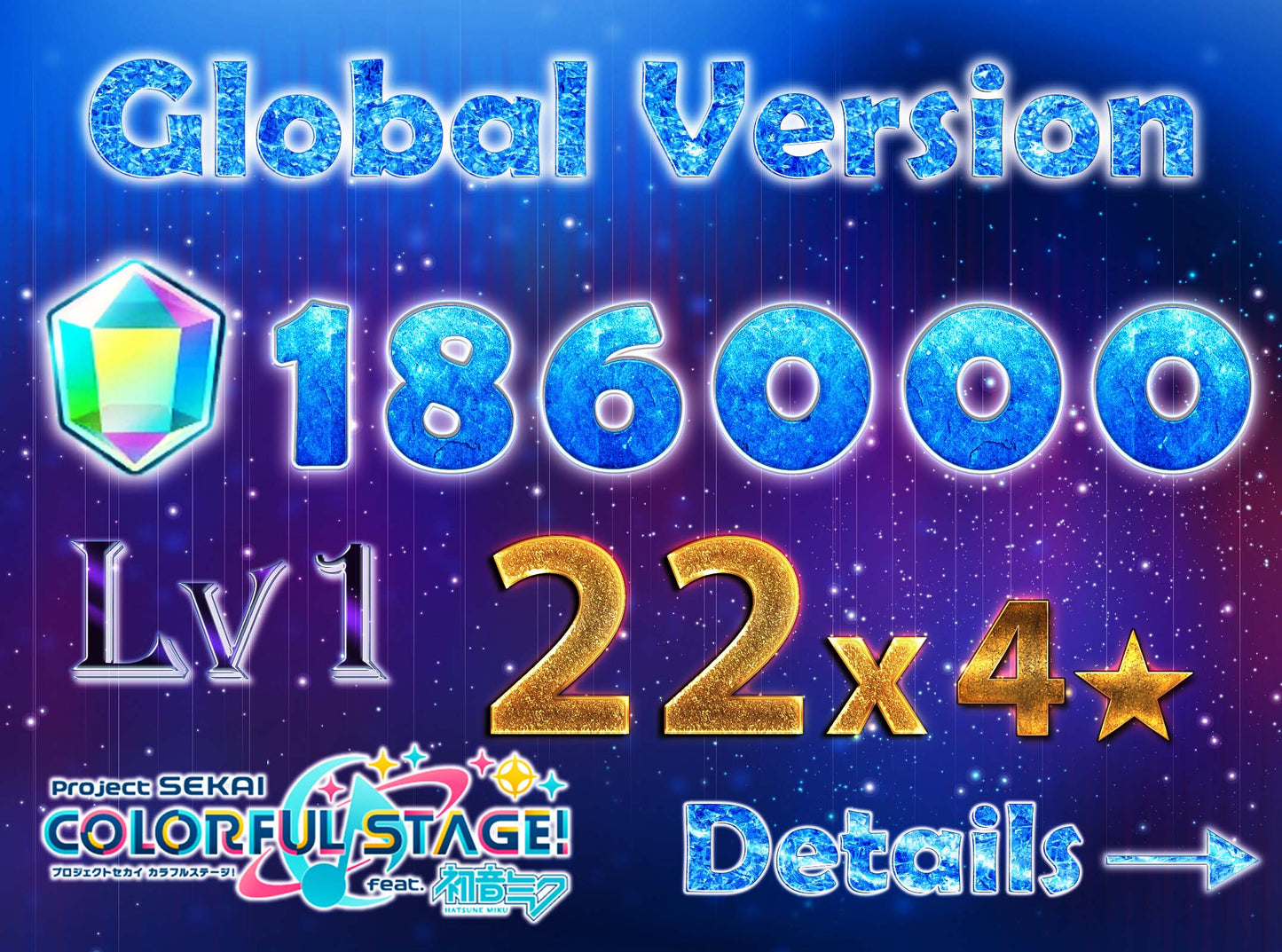 Project Sekai EN💎186,000+ Gems💎22 x 4⭐️ starter Rank 1【INSTANT SEND】