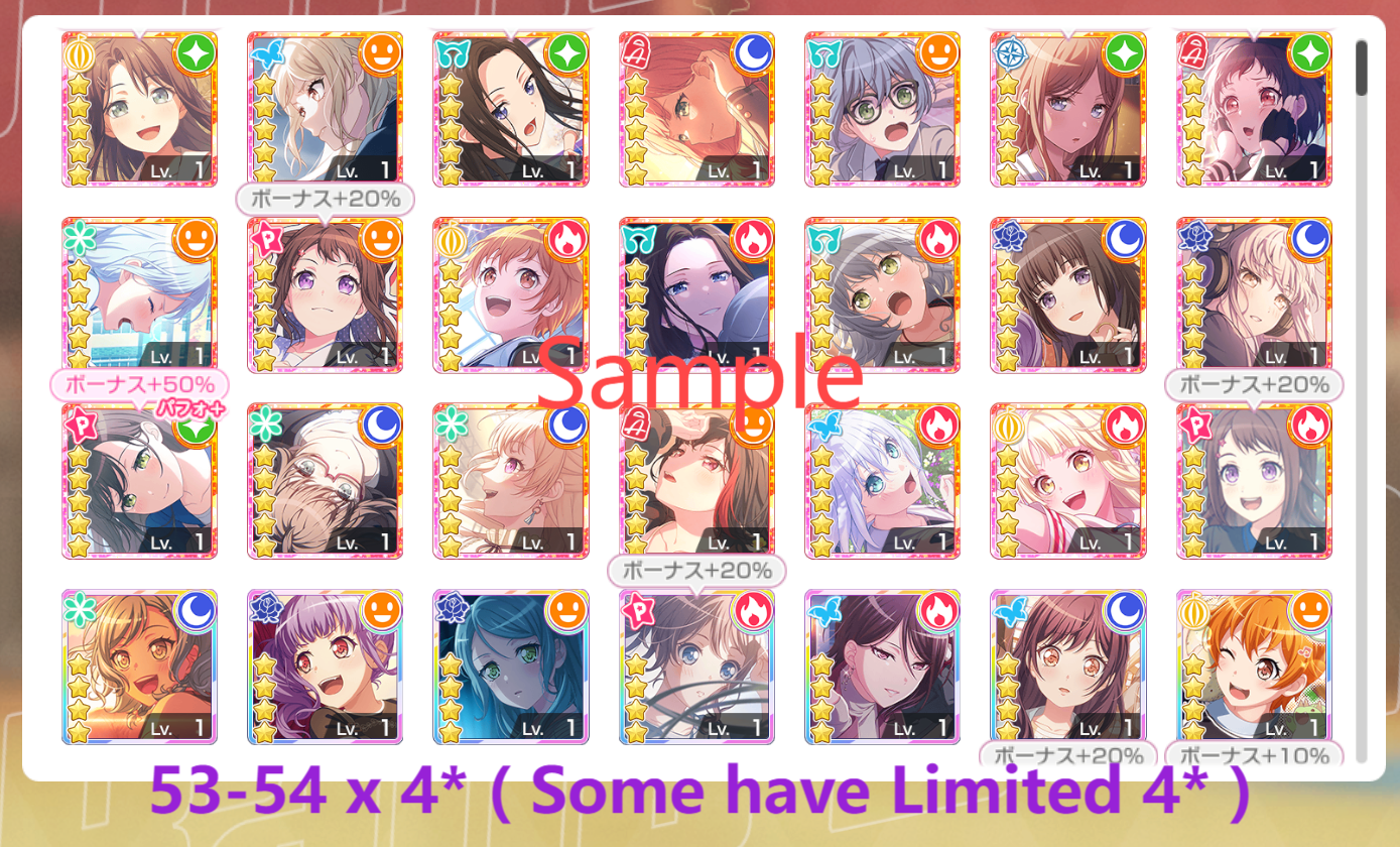 BanG Dream JP Lv43+【20-22 x5⭐️】💎320-325K Gems💎53-54 x4⭐️ Bandori starter【INSTANT SEND】