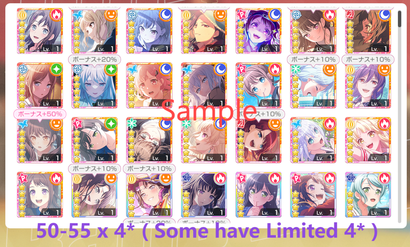 BanG Dream JP Lv43+【20-24 x5⭐️】💎304-307K Gems💎50-55 x4⭐️ Bandori starter【INSTANT SEND】