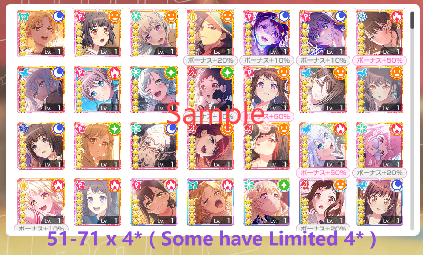 BanG Dream JP【23-24x5⭐️】💎250,500+ Gems💎51-71 x4⭐️ Bandori starter【INSTANT SEND】