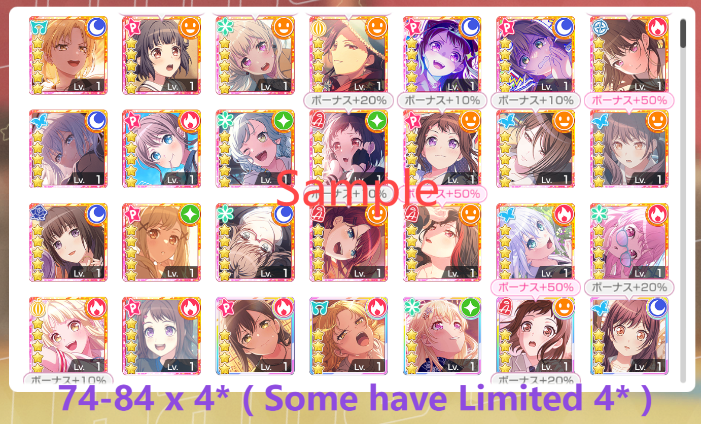 BanG Dream JP【22-24 x5⭐️】💎281,000+ Gems💎74-84 x4⭐️ Bandori starter【INSTANT SEND】
