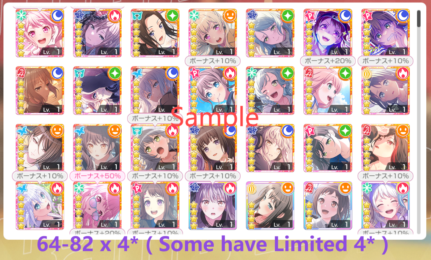 BanG Dream JP【23-26 x5⭐️】💎259,500+ Gems💎64-82 x4⭐️ Bandori starter【INSTANT SEND】