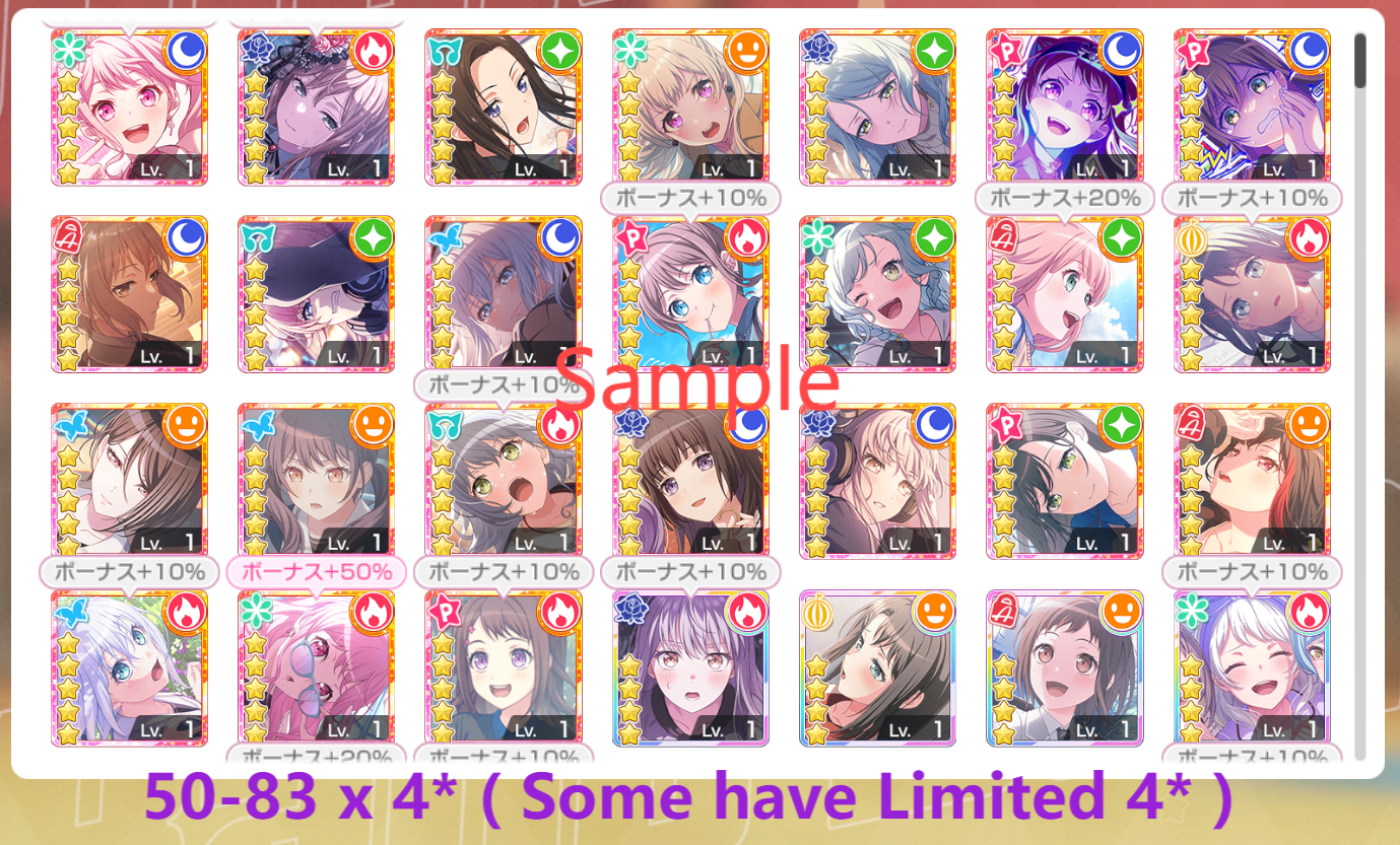 BanG Dream JP【23-26 x5⭐️】💎273,000+ Gems💎50-83 x4⭐️ Bandori starter【INSTANT SEND】