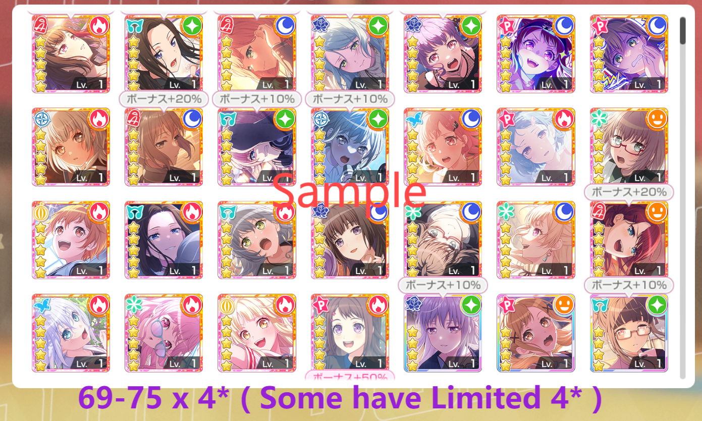 BanG Dream JP【25 x5⭐️】💎281,300+ Gems💎69-75 x4⭐️ Bandori starter【INSTANT SEND】