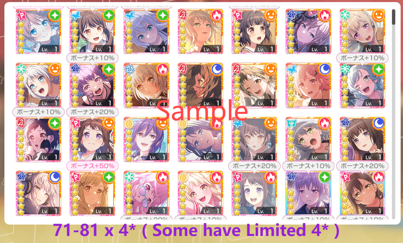 BanG Dream JP【25-27 x5⭐️】💎284,000+ Gems💎71-81 x4⭐️ Bandori starter【INSTANT SEND】