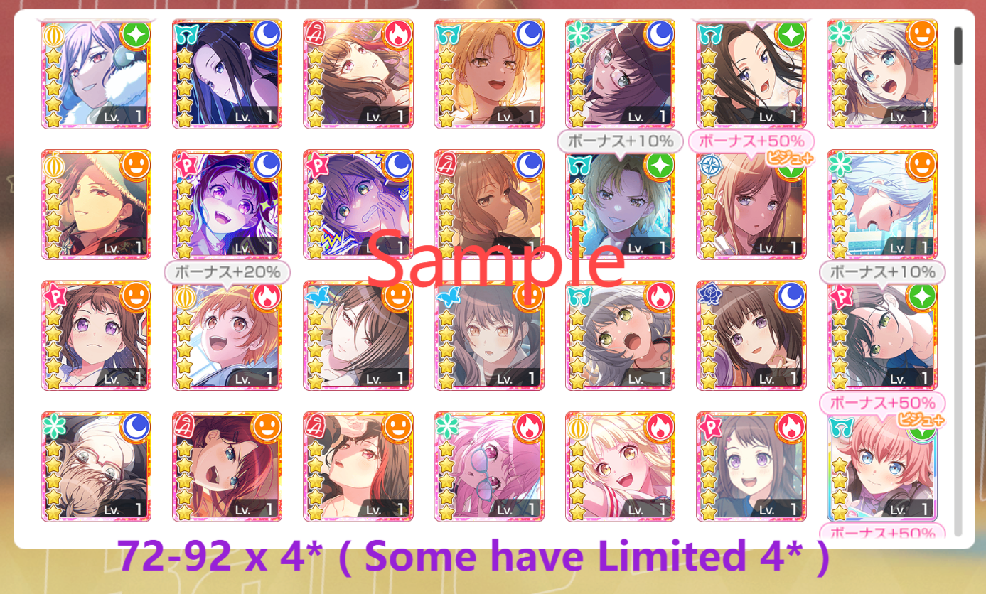 BanG Dream JP【25-29 x5⭐️】💎290,000+ Gems💎72-92 x4⭐️ Bandori starter【INSTANT SEND】