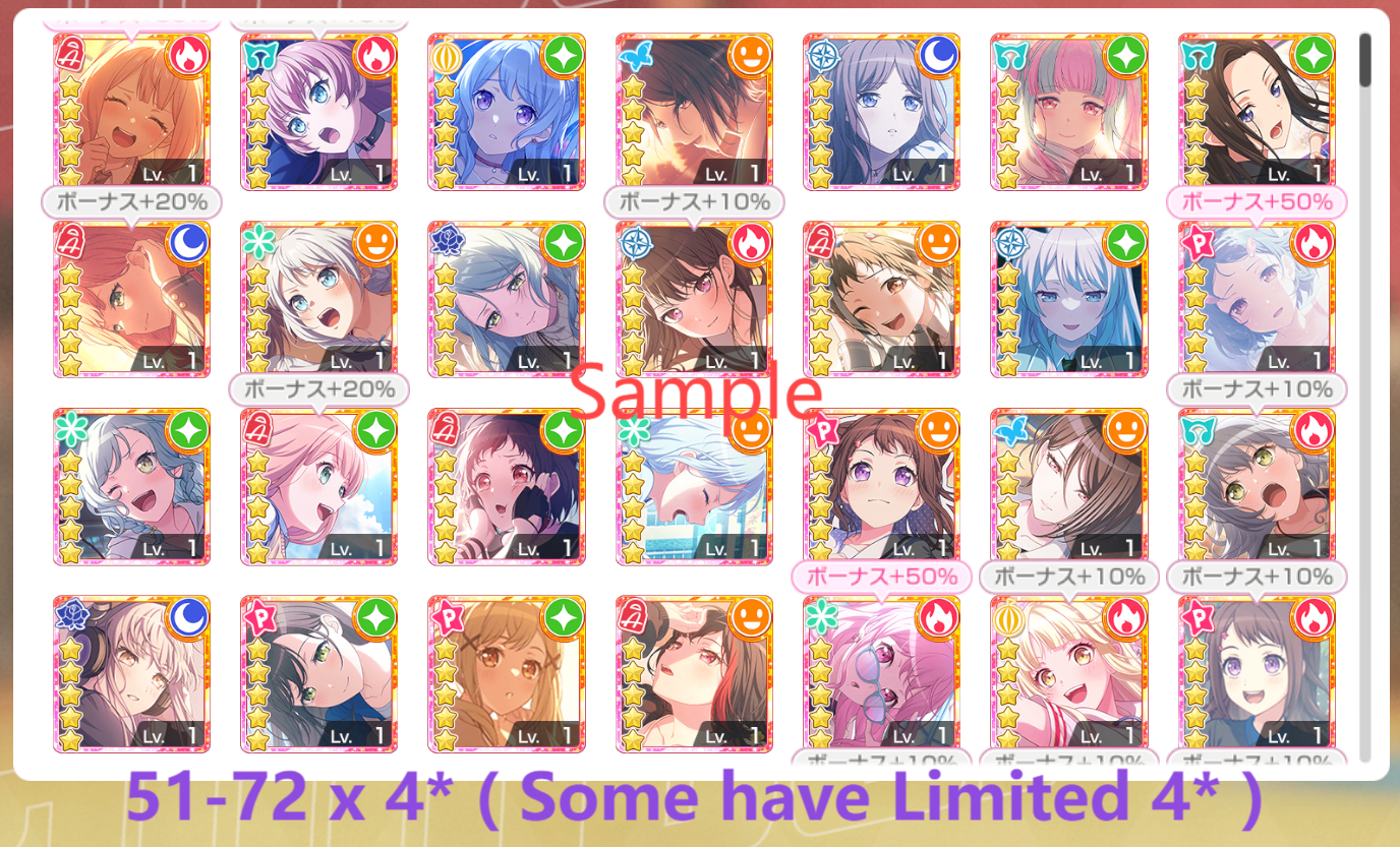 BanG Dream JP【27-29 x5⭐️】💎250-252K Gems💎51-72 x4⭐️ Bandori starter【INSTANT SEND】