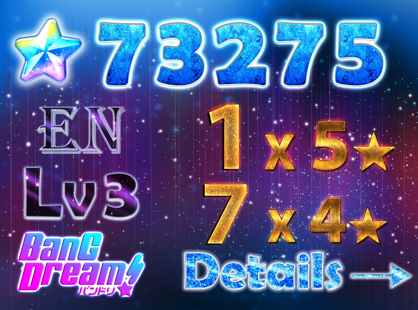 BanG Dream EN【1 x5⭐️ 7 x4⭐️】💎73,200+ Gems💎 Bandori starter【INSTANT SEND】