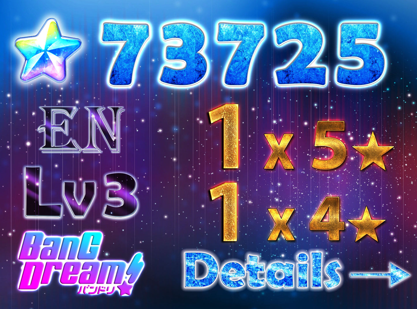BanG Dream EN【1 x 5⭐️ 1 x4⭐️】💎73,700+ Gems💎Bandori starter【INSTANT SEND】