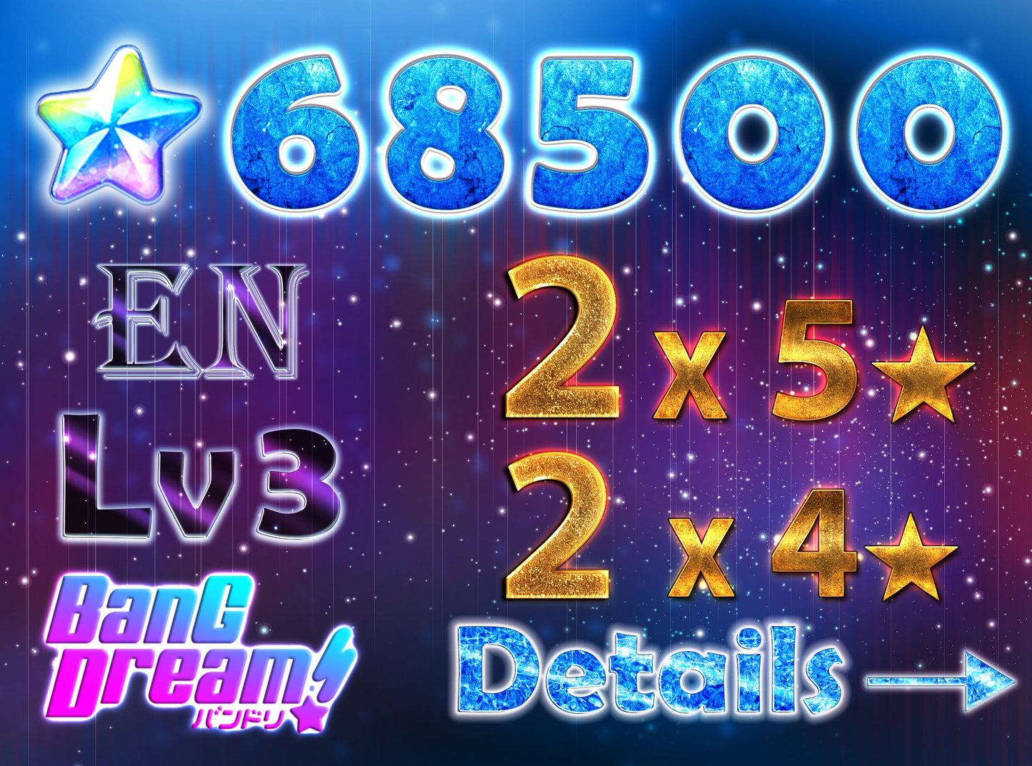 BanG Dream EN【2 x 5⭐️ 2 x4⭐️】💎68,500+ Gems💎Bandori starter【INSTANT SEND】
