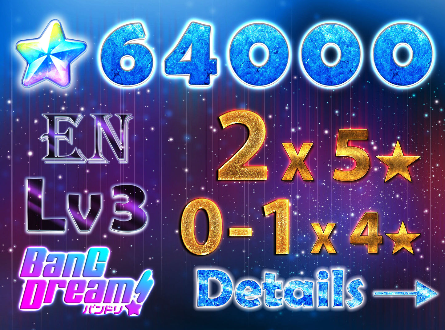 BanG Dream EN【2 x 5⭐️0-1 x4⭐️】💎64,000+ Gems💎 Bandori starter【INSTANT SEND】