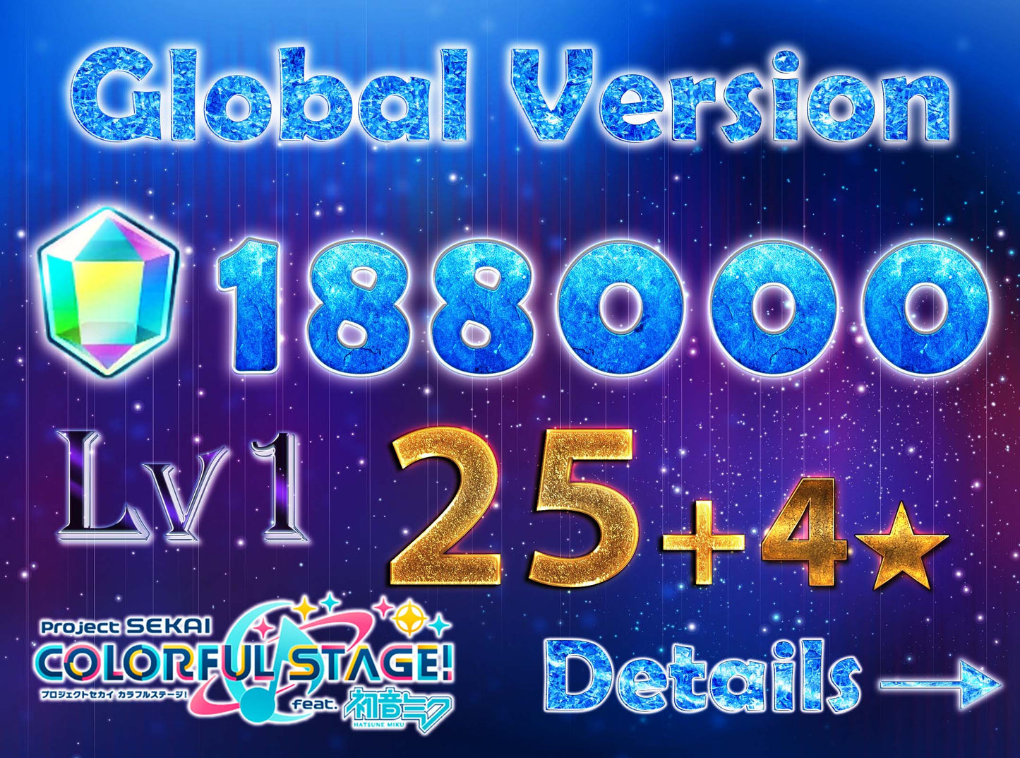 Project Sekai EN💎188,000+ Gems💎25-26 x 4⭐️ starter Rank 1【INSTANT SEND】