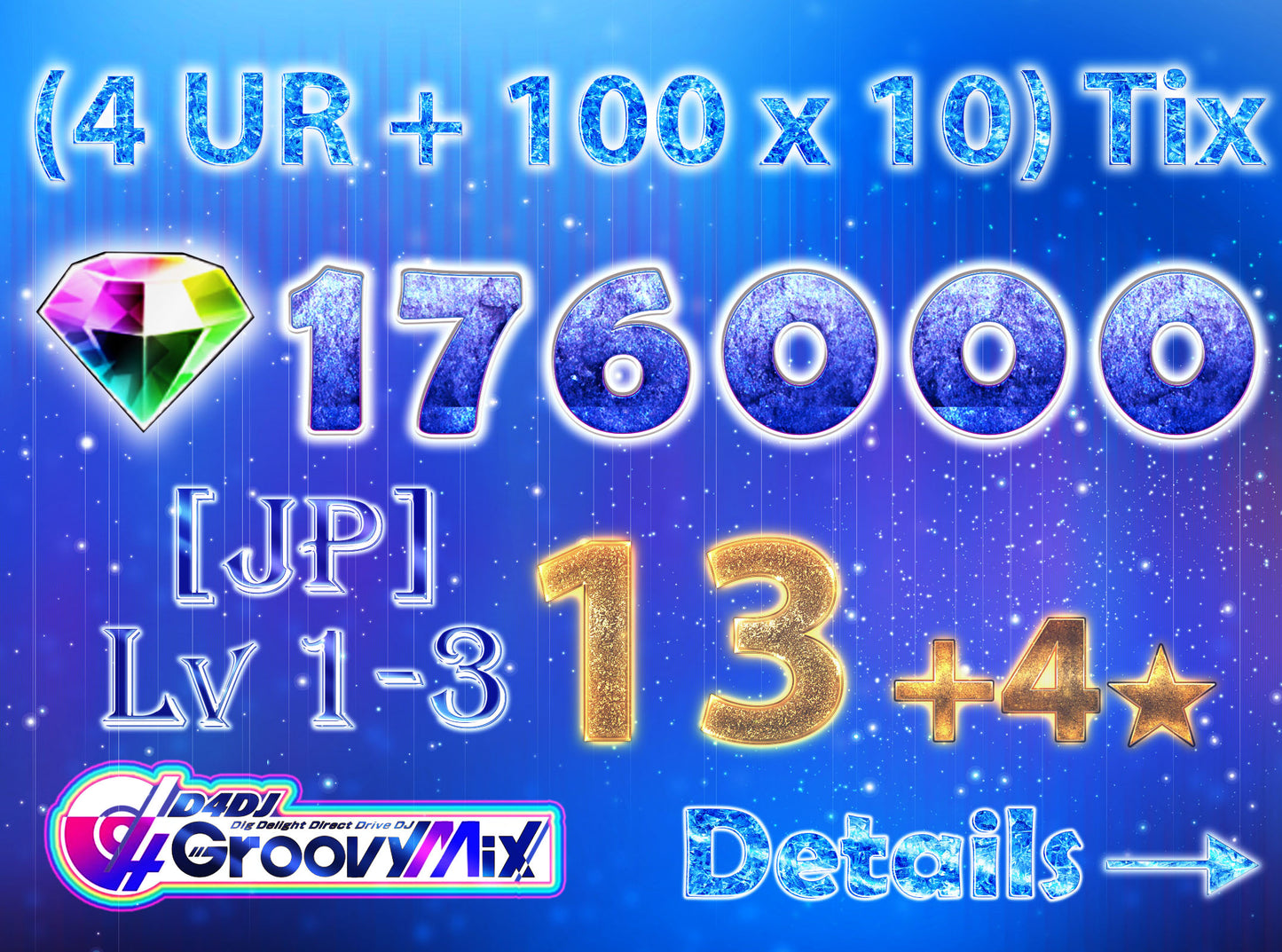D4DJ Groovy Mix JP💎176,000+ Gems💎13 x4⭐️ starter Rank 1【INSTANT SEND】