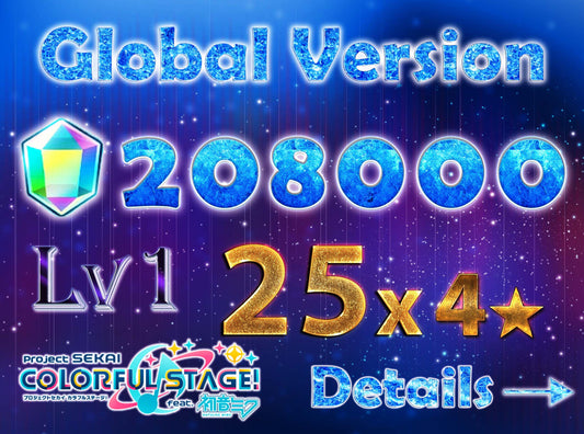 【5 x4⭐️Tks】Project Sekai EN💎208,000+ Gems💎25 x 4⭐️ starter Rank 1【INSTANT SEND】
