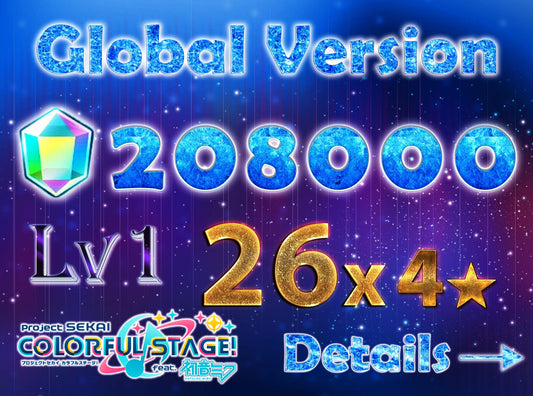 【5 x4⭐️Tks】Project Sekai EN💎208,000+ Gems💎26 x 4⭐️ starter Rank 1【INSTANT SEND】
