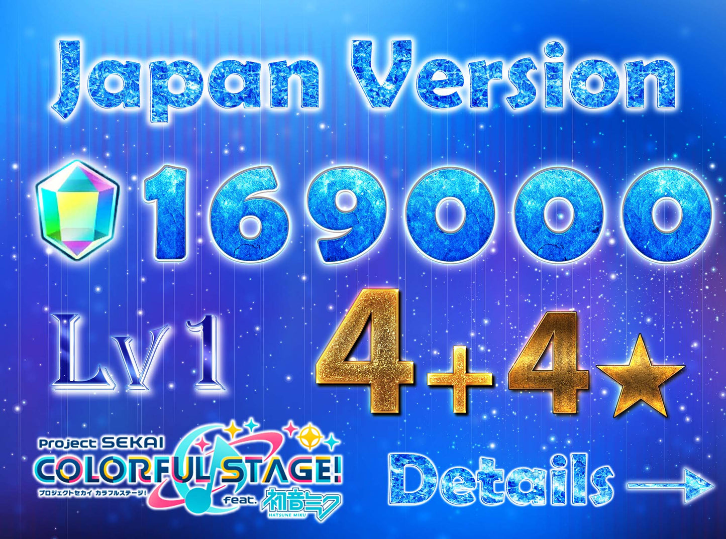 【5 x4⭐️Tks + 143 Mission Tks】Project Sekai JP💎169,000+ Gems💎4-6 x4⭐️starter Rank 1【INSTANT SEND】