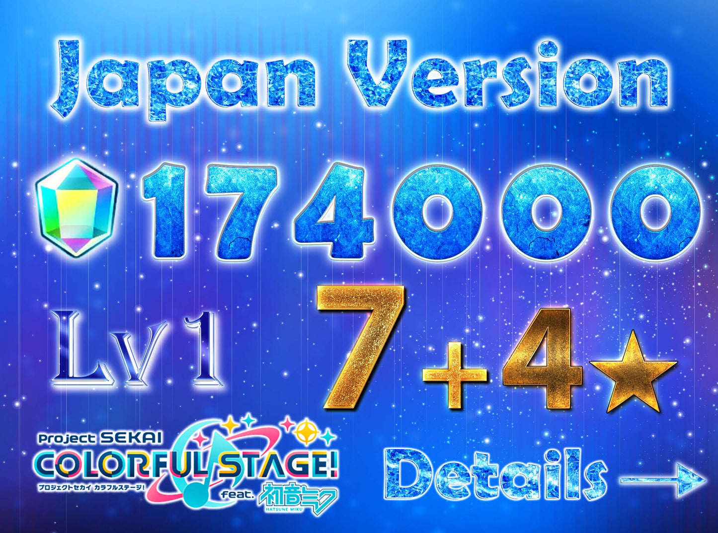 【5 x4⭐️Tks + 143 Mission Tks】Project Sekai JP💎174,000+ Gems💎7-9 x4⭐️starter Rank 1【INSTANT SEND】