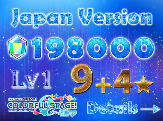 【160 Mission+5 x4⭐️Tks】Project Sekai JP 💎198,000+ Gems💎9-10 x 4⭐️ starter Rank 1【INSTANT SEND】