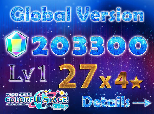 【1 Enstars Collab 4⭐️】Project Sekai EN💎203,300+ Gems💎27 x 4⭐️ starter Rank 1【INSTANT SEND】