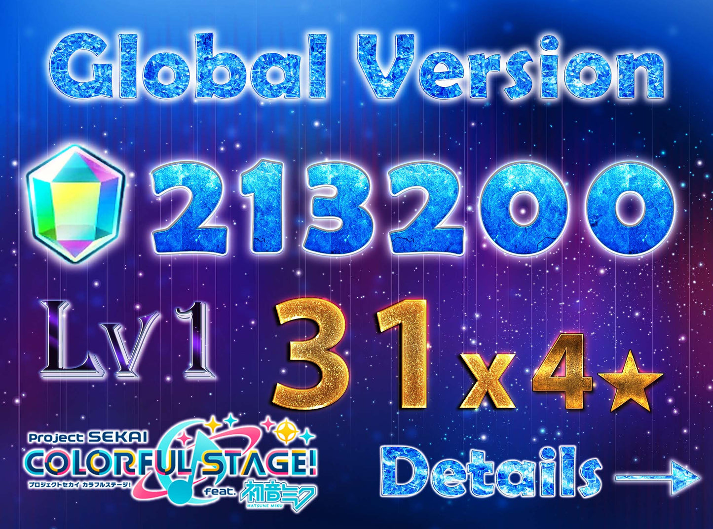 【1 Enstars Collab】Project Sekai EN💎213,200+ Gems💎31 x4⭐️ starter Rank 1【INSTANT SEND】
