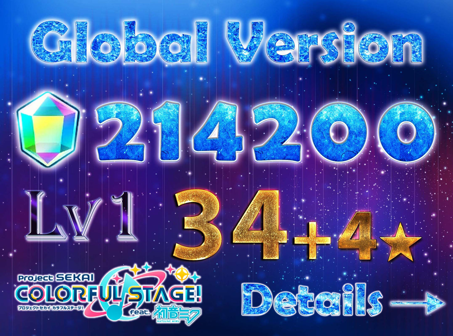 Project Sekai EN💎214,200+ Gems💎34-36 x 4⭐️ starter Rank 1【INSTANT SEND】