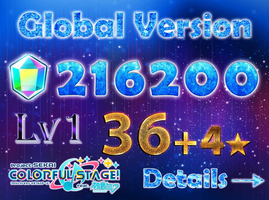 Project Sekai EN💎216,200+ Gems💎36-38 x4⭐️ starter Rank 1【INSTANT SEND】