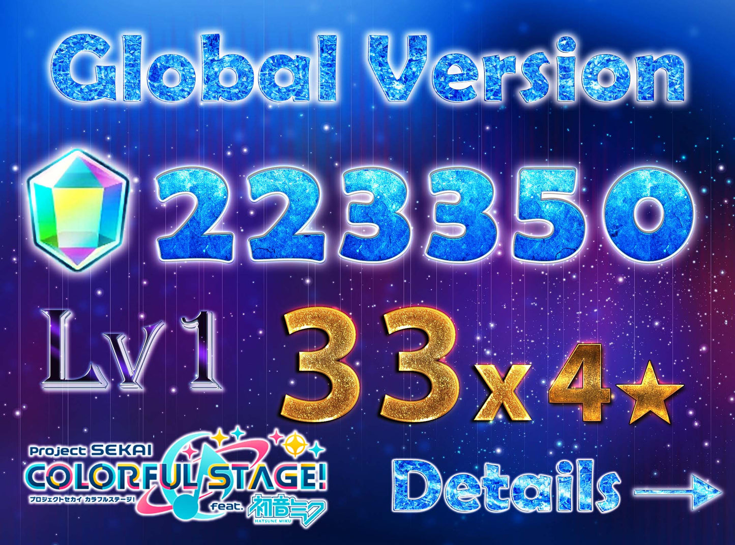 【1 Enstars Collab】Project Sekai EN💎223,000+ Gems💎33 x4⭐️ starter Rank 1【INSTANT SEND】