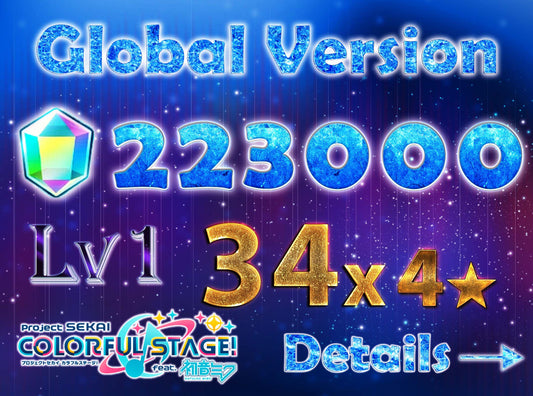 Project Sekai EN💎223,000+ Gems💎34 x 4⭐️ starter Rank 1【INSTANT SEND】