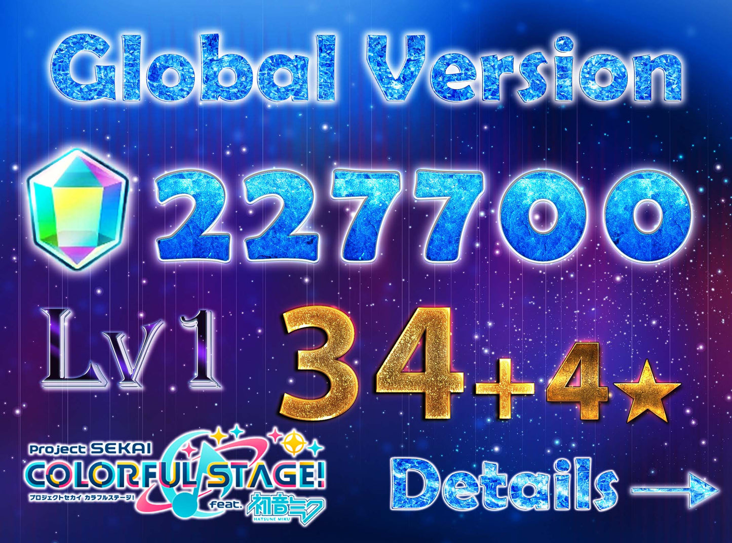 【1 Enstars Collab】Project Sekai EN💎227,700+ Gems💎34-36 x4⭐️ starter Rank 1【INSTANT SEND】
