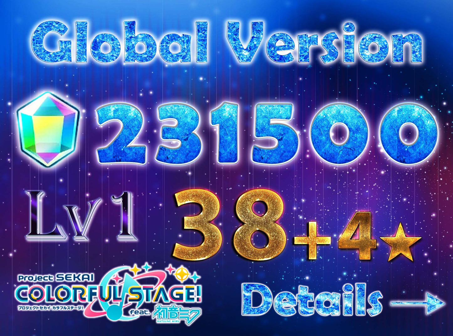 Project Sekai EN💎231-234K Gems💎38 x4⭐️ starter Rank 1【INSTANT SEND】
