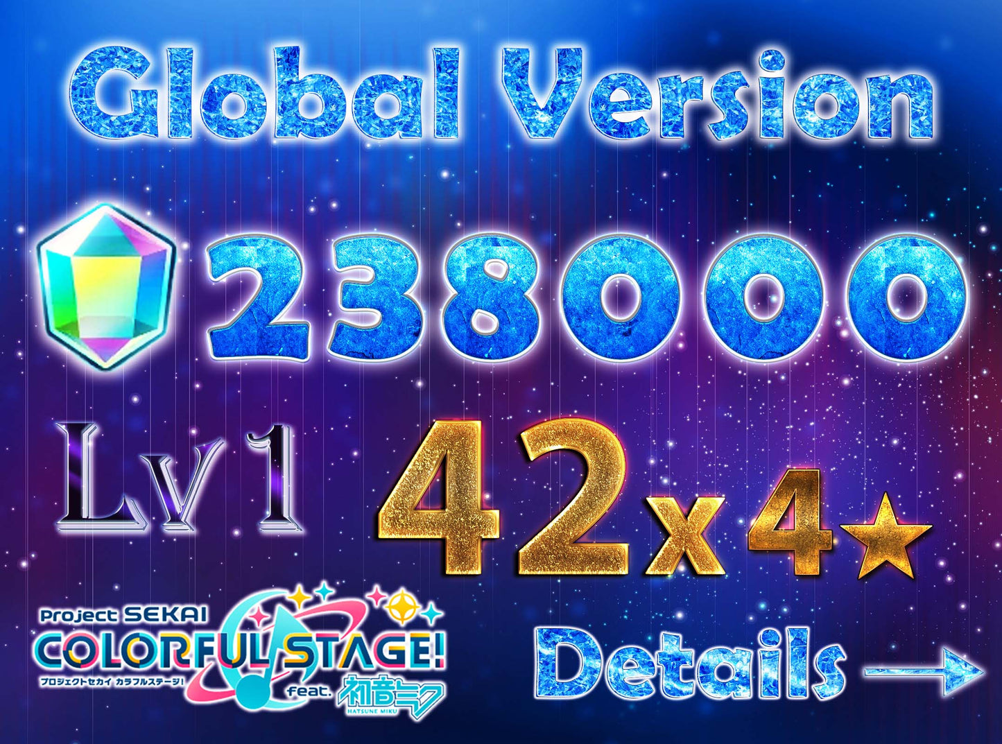 【1 Enstars Collab】Project Sekai EN💎238,000+ Gems💎42 x4⭐️ starter Rank 1【INSTANT SEND】