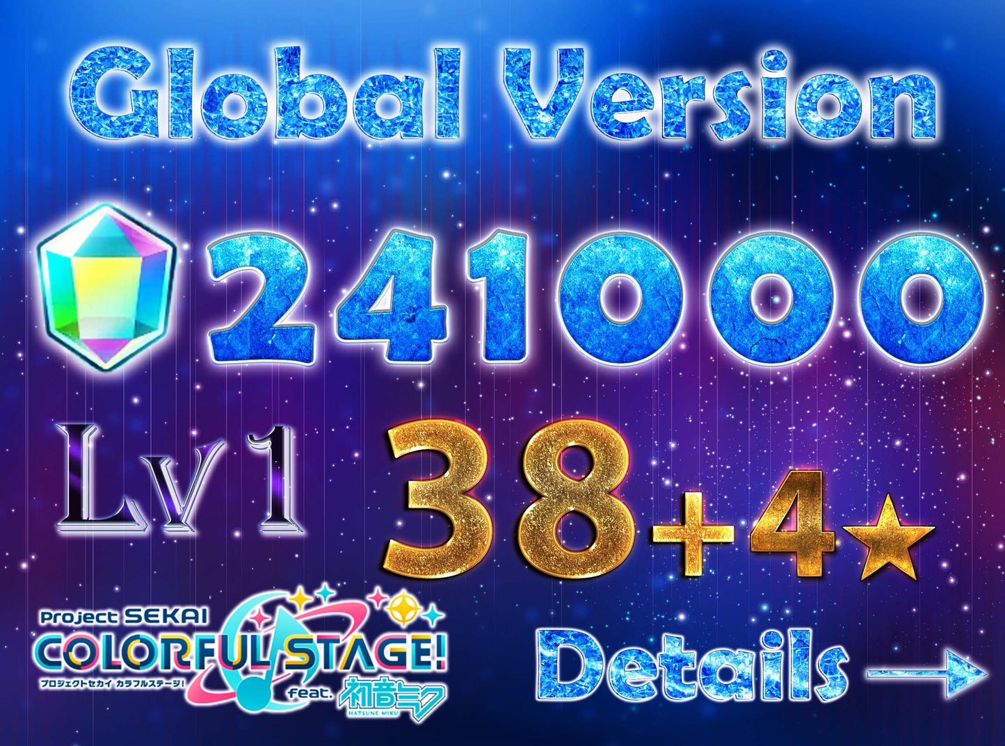 Project Sekai EN💎241,000+ Gems💎38-40 x 4⭐️ starter Rank 1【INSTANT SEND】