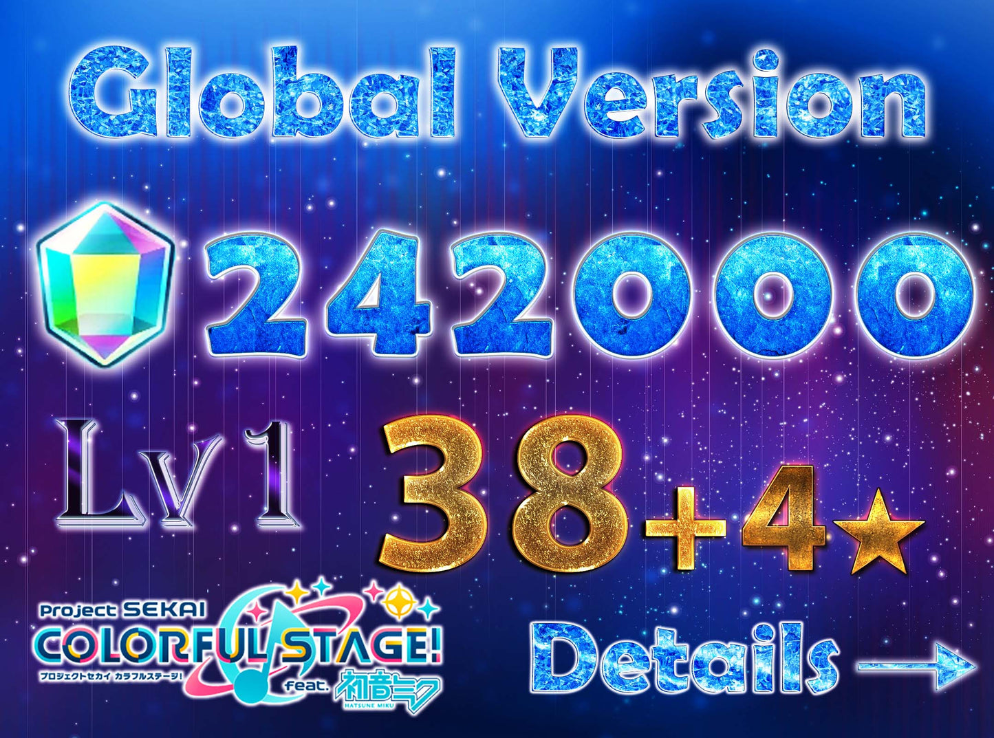 【1 Enstars Collab】Project Sekai EN💎242,000+ Gems💎38-39 x4⭐️ starter Rank 1【INSTANT SEND】