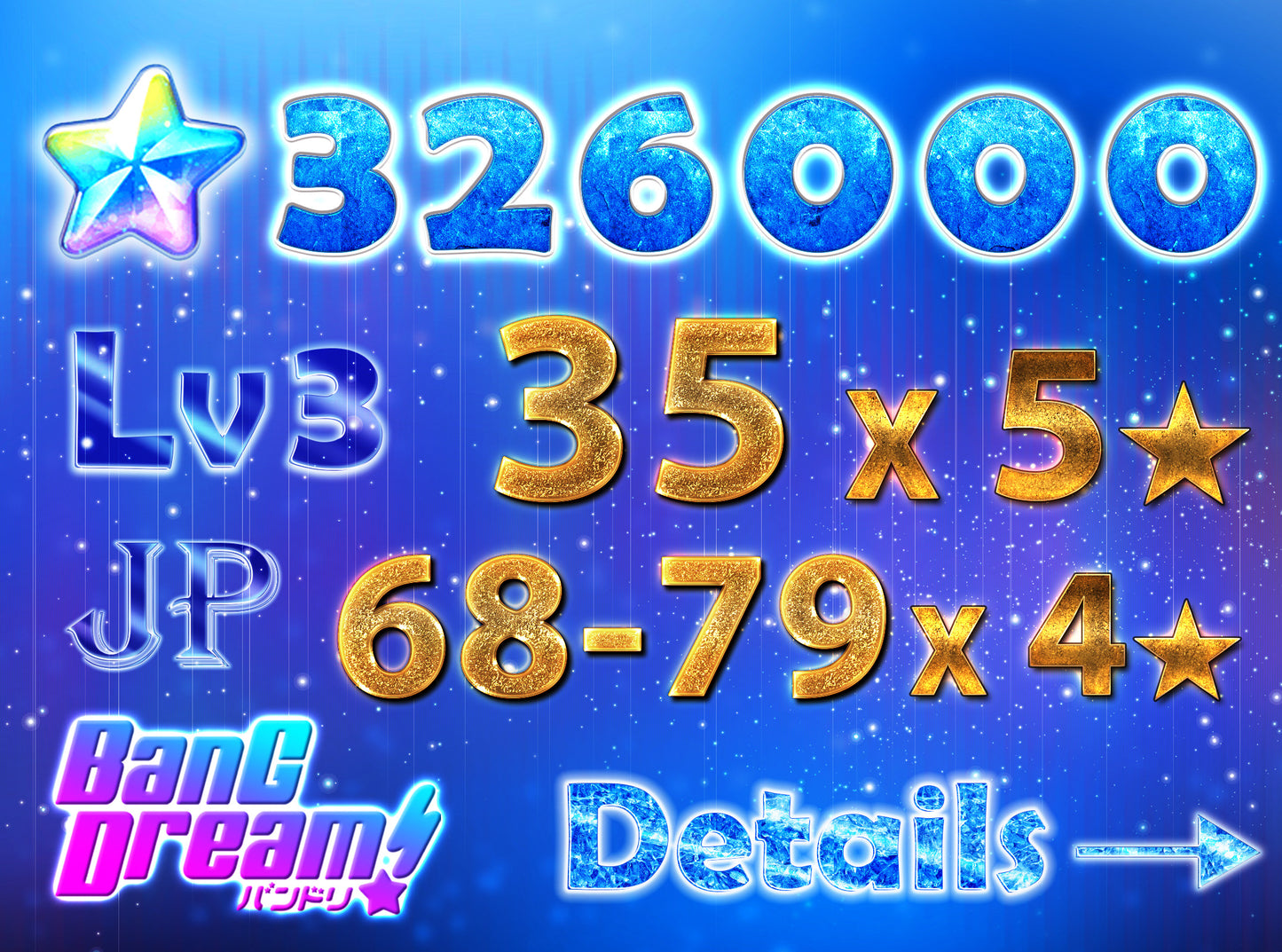 BanG Dream JP【35 x5⭐️】💎326,000+ Gems💎68-79 x4⭐️ Bandori starter【INSTANT SEND】