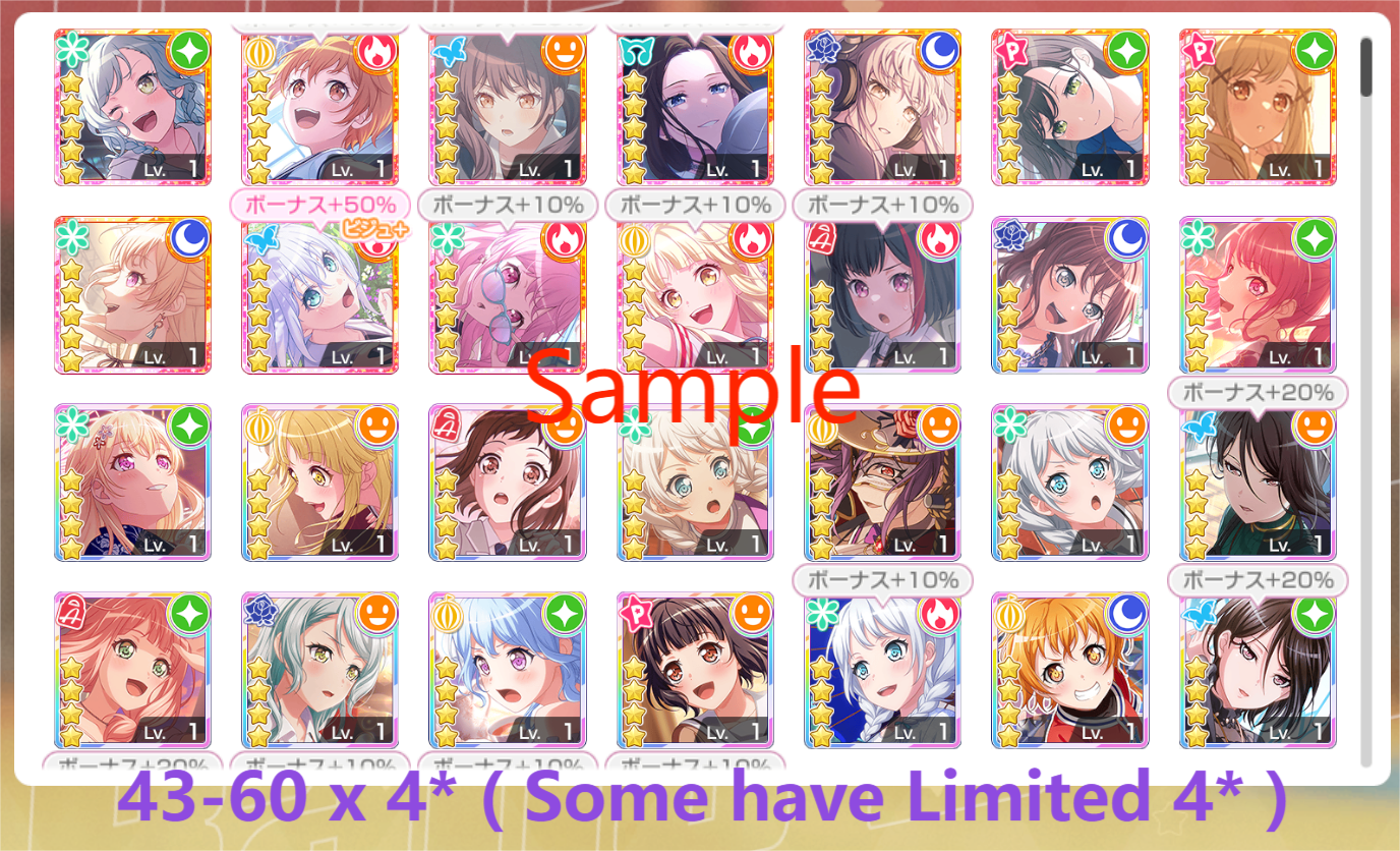 【Clearance】BanG Dream JP【10-12 x5⭐️】💎245,000+ Gems💎43-60 x4⭐️ Bandori starter【INSTANT SEND】