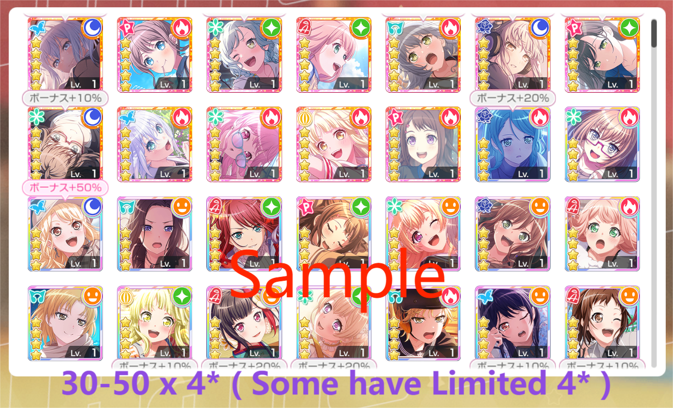 BanG Dream JP Lv43+【10-15 x5⭐️】💎291-293K Gems💎30-50 x4⭐️ Bandori starter【INSTANT SEND】