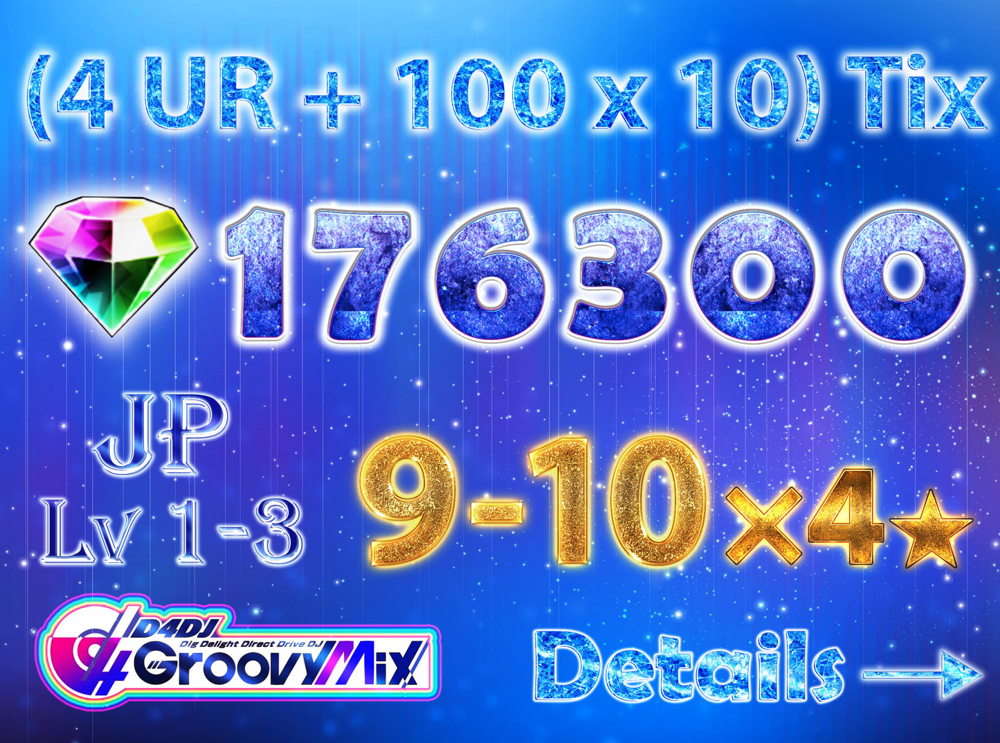D4DJ Groovy Mix JP💎176,300+ Gems💎9-10 x4⭐️ starter Rank 1【INSTANT SEND】