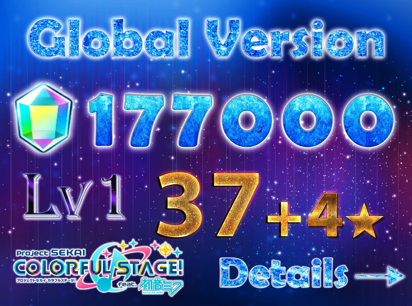 Project Sekai EN💎177,000+ Gems💎37-38 x4⭐️ starter Rank 1 FARMED【INSTANT SEND】