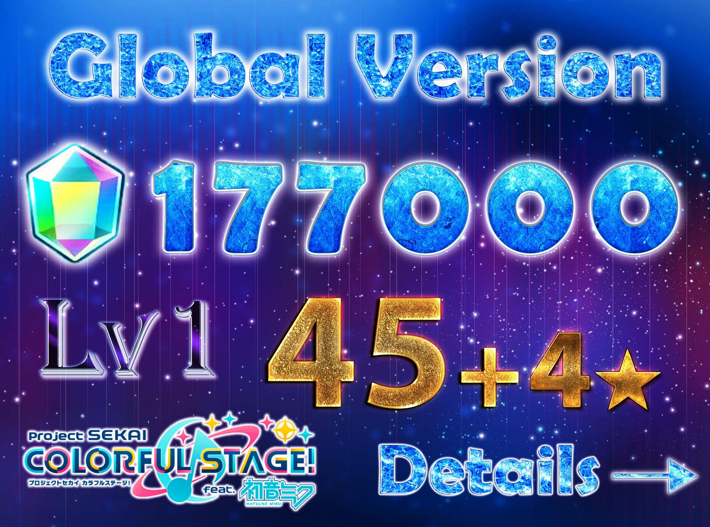 Project Sekai EN💎177,000+ Gems💎45-52 x4⭐️ starter Rank 1 FARMED【INSTANT SEND】