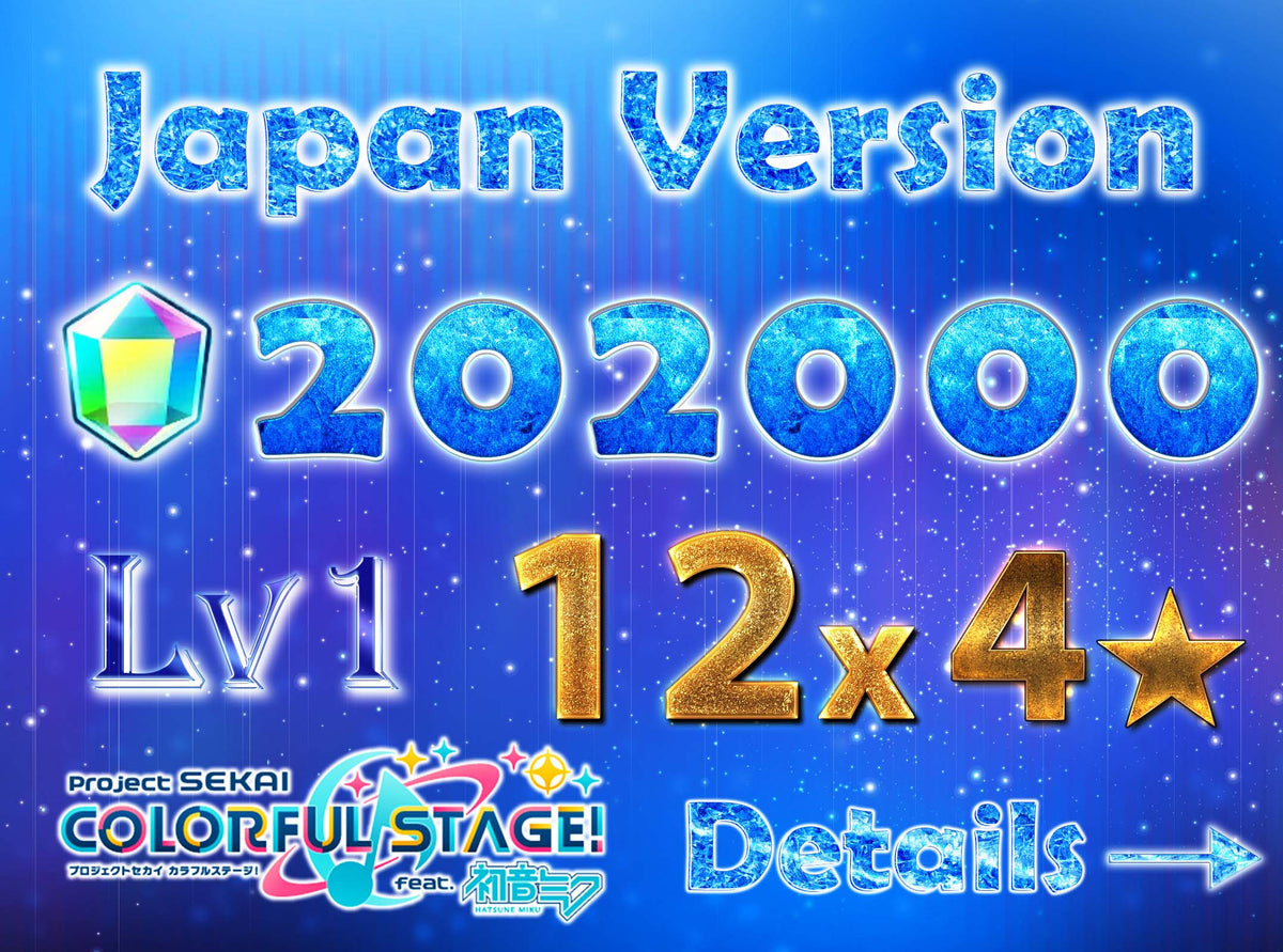 【168 Mission+5 x4⭐️Tks】Project Sekai JP 💎202,000+ Gems💎12 x 4⭐️ starter Rank 1【INSTANT SEND】