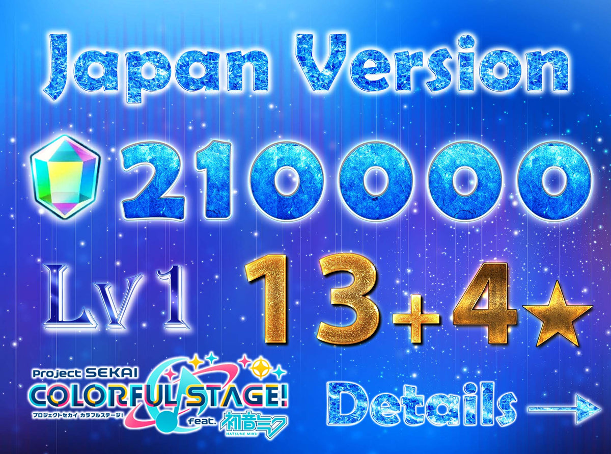 【170 Mission+5 x4⭐️Tks】Project Sekai JP 💎210,000+ Gems💎13-15 x 4⭐️ starter Rank 1【INSTANT SEND】