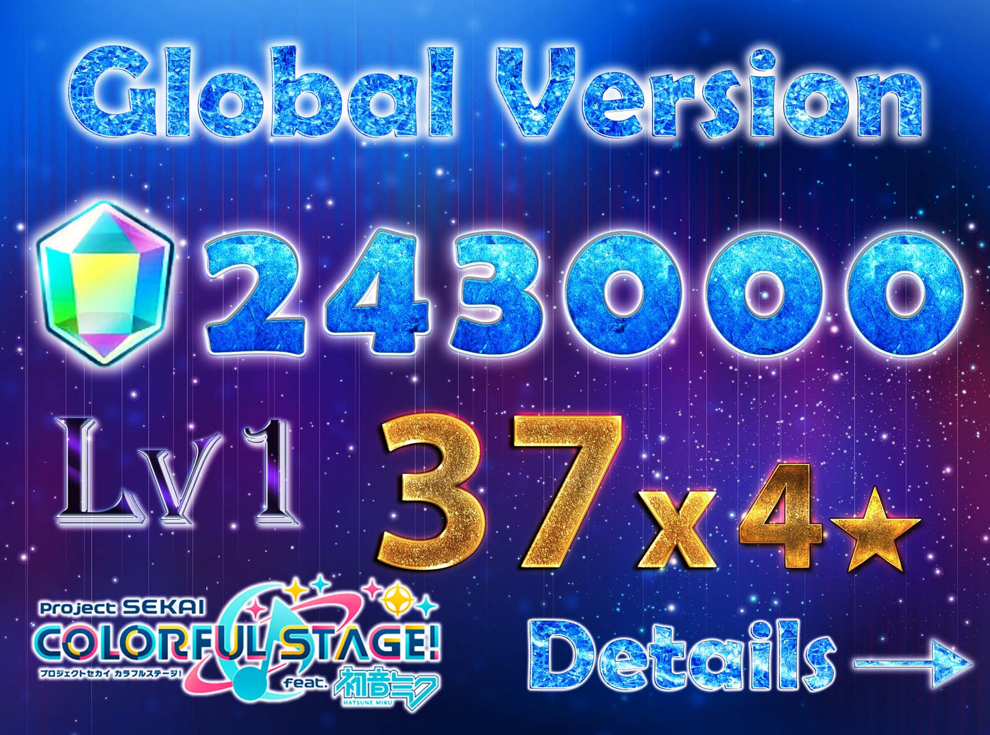 Project Sekai EN💎243,000+ Gems💎37 x 4⭐️ starter Rank 1【INSTANT SEND】