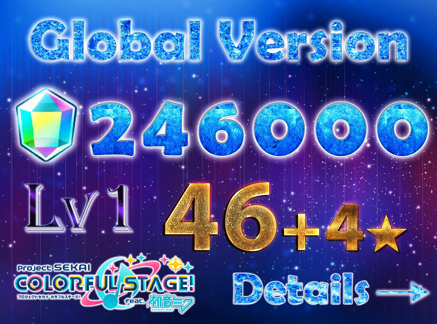 Project Sekai EN💎246,000+ Gems💎46-47 x 4⭐️ starter Rank 1【INSTANT SEND】