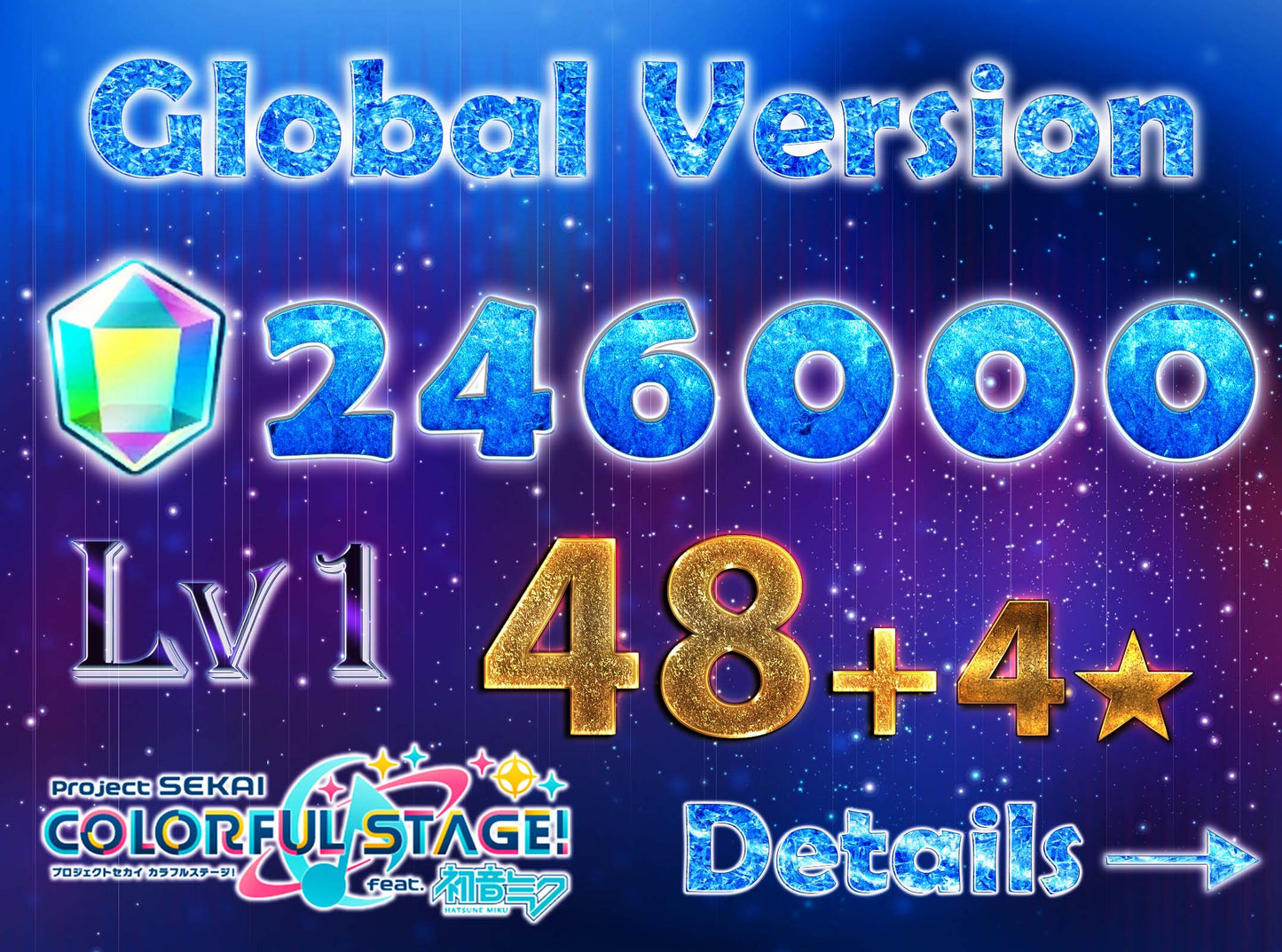Project Sekai EN💎246,000+ Gems💎48-49 x 4⭐️ starter Rank 1【INSTANT SEND】