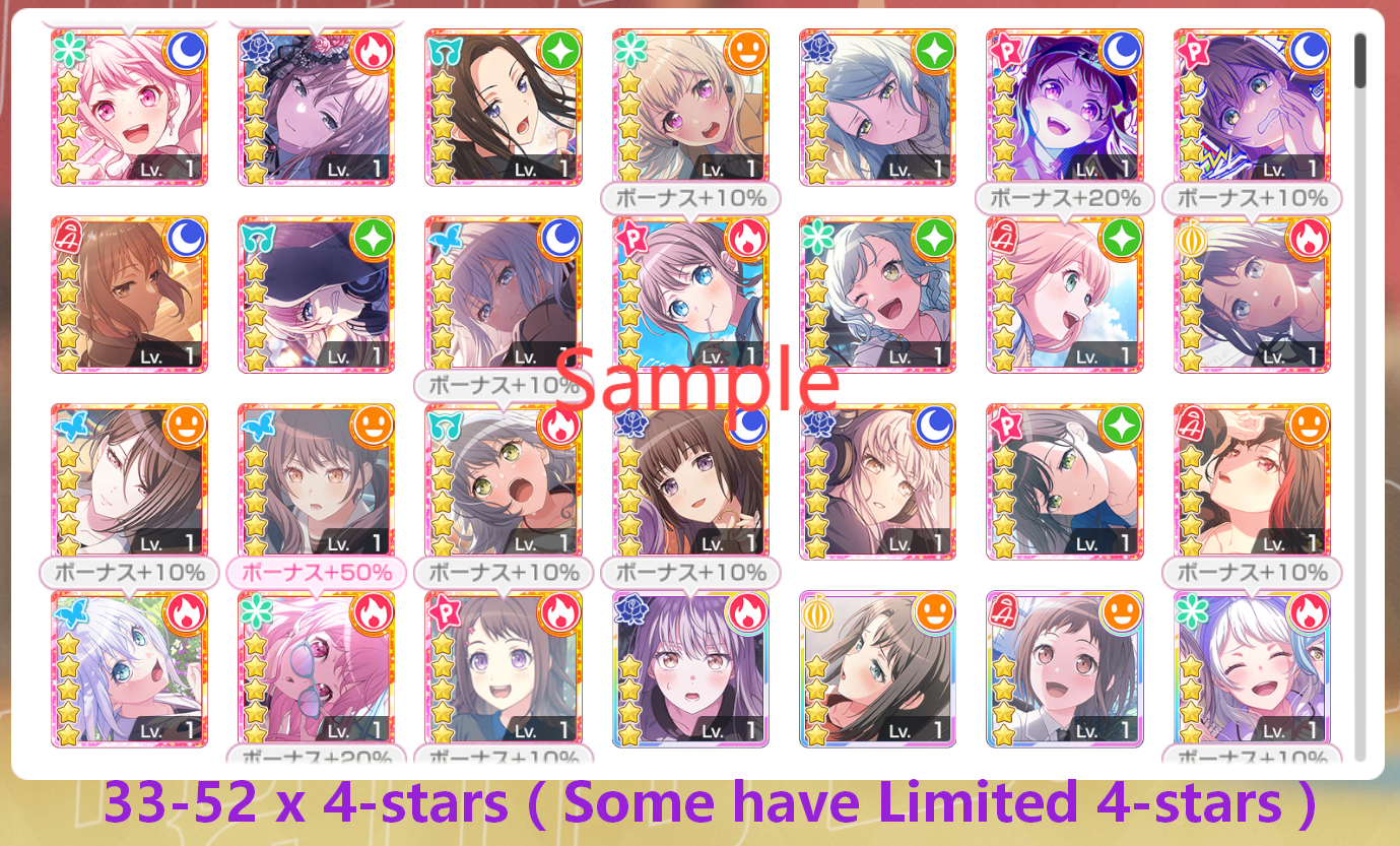 【Buy 1 Get 1 Free】BanG Dream JP 💎196,000+ Gems💎21-27 x5⭐️ 33-52 x4⭐️ Bandori starter【INSTANT SEND】