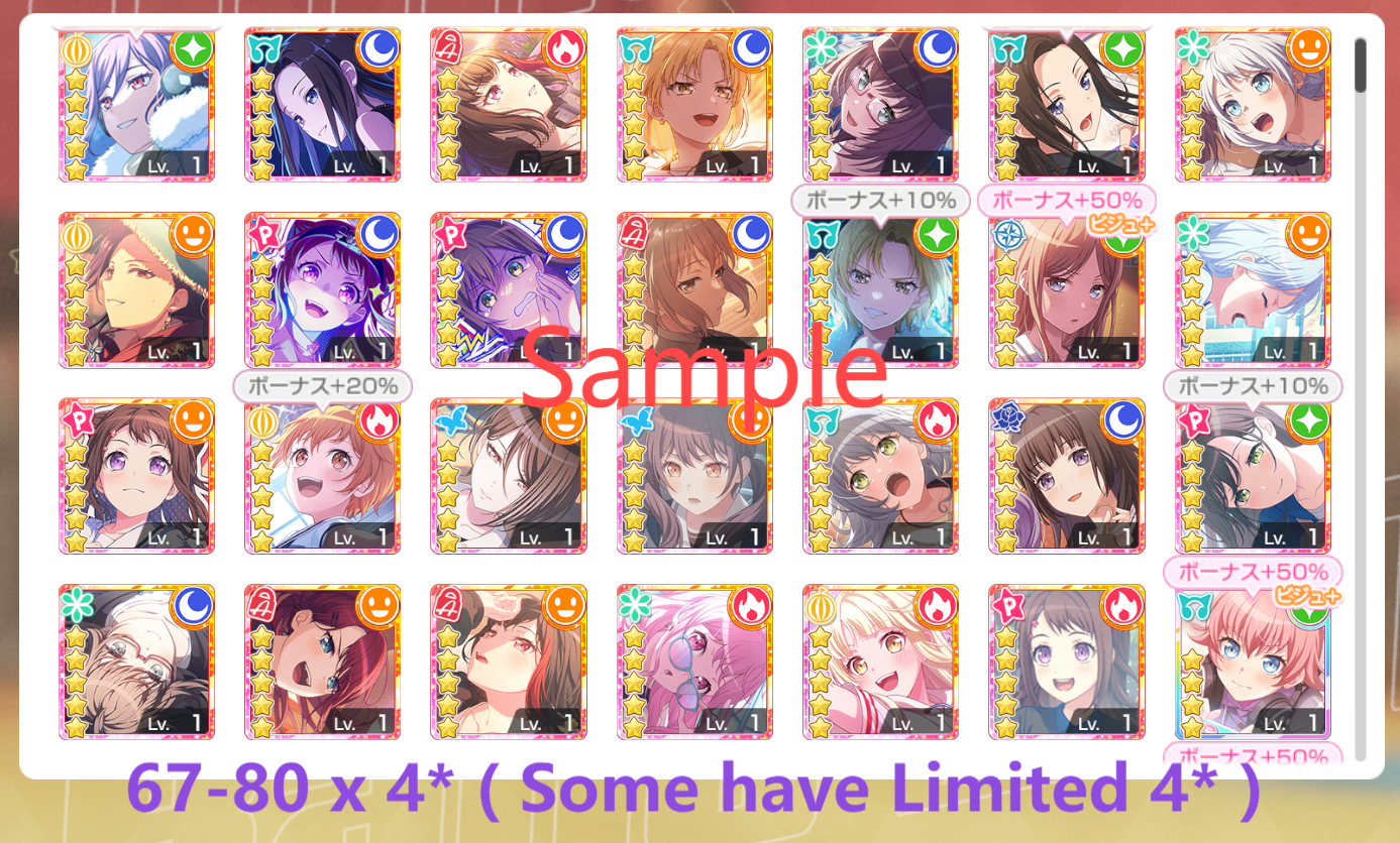 BanG Dream JP【27-28 x5⭐️】💎259,500+ Gems💎67-80 x4⭐️ Bandori starter【INSTANT SEND】
