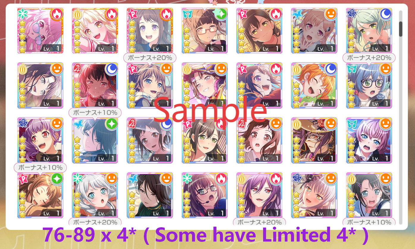 BanG Dream JP【30-32 x5⭐️】💎365,200+ Gems💎76-89 x4⭐️ Bandori starter【INSTANT SEND】