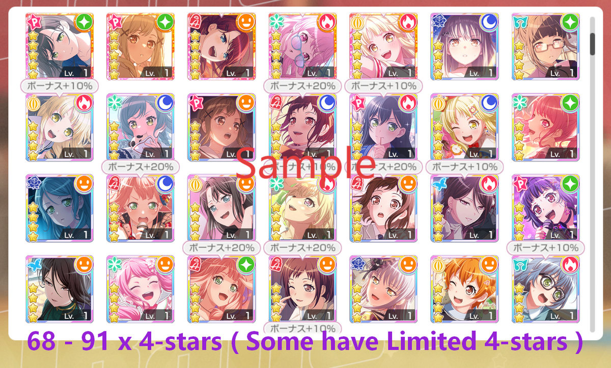 BanG Dream JP【31-35 x5⭐️】💎331,000+ Gems💎68-91 x4⭐️ Bandori starter【INSTANT SEND】